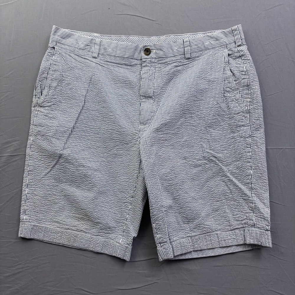 Brooks Brothers 346 Mens Blue White Striped Seersucker Cotton‎ Shorts Size 38
